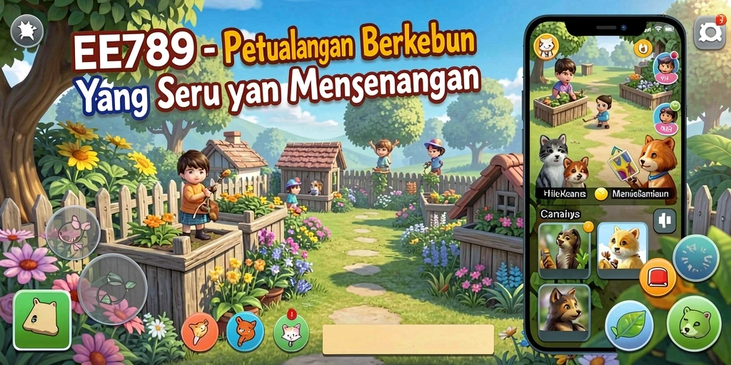 Tampilan gameplay yang menarik dari EE789 dalam bertani dan merawat kebun.