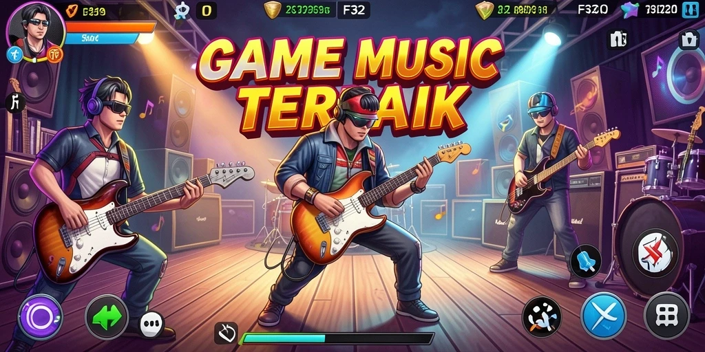 Screenshot F32 menampilkan permainan musik yang seru dan interaktif.