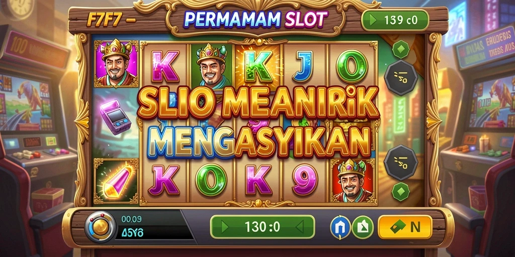 Tampilan gameplay menarik F7F7 dengan simbol slot yang berwarna-warni.