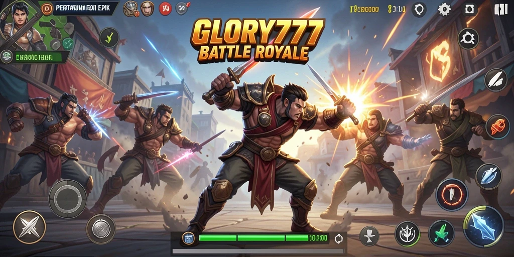 Tangkapan layar gameplay menampilkan adu tembak seru di GLORY777.