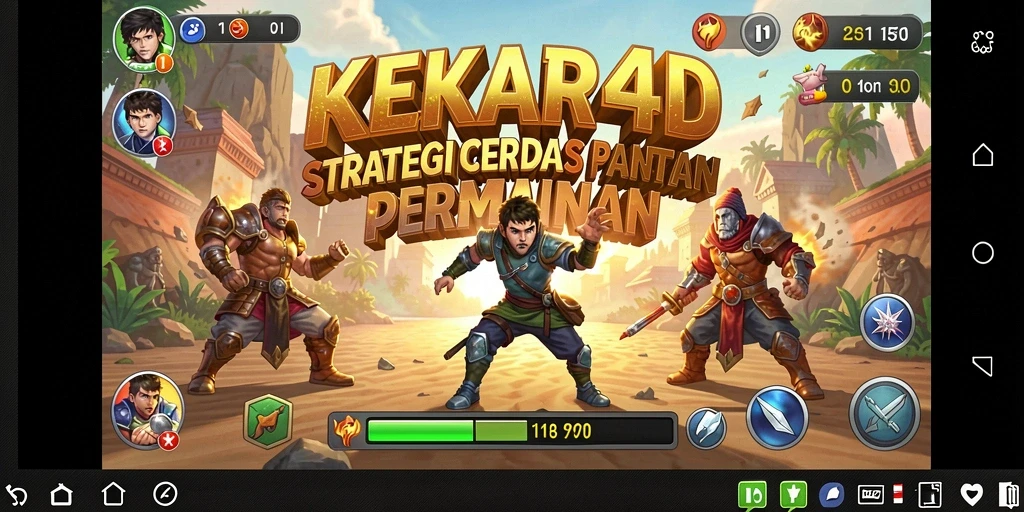 Tangkapan layar gameplay KEKAR4D yang menampilkan strategi pertempuran.