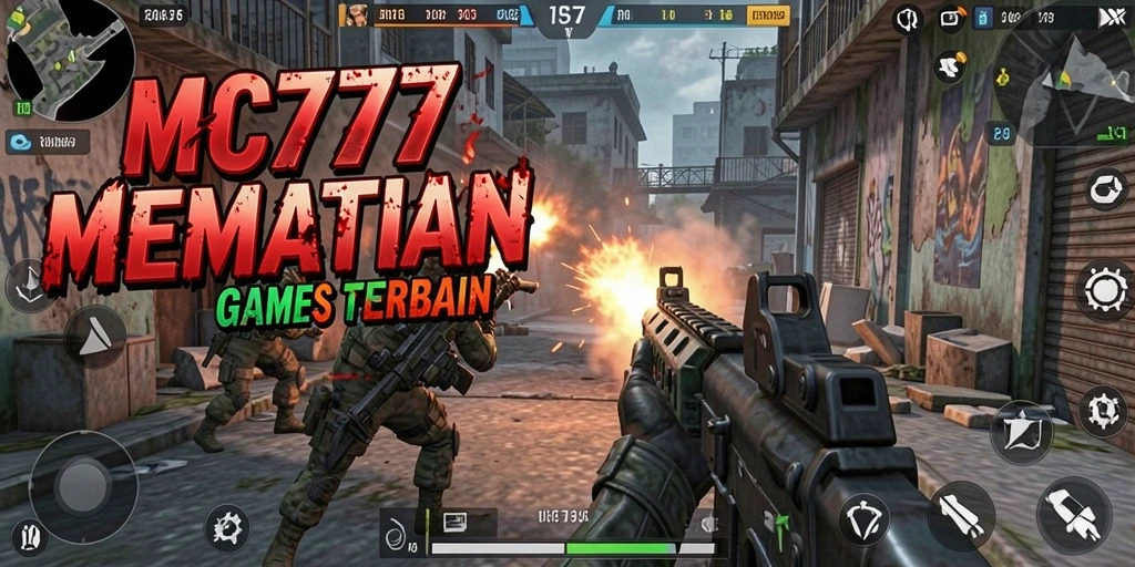 Screenshot menampilkan aksi intens dalam game FPS MC777.