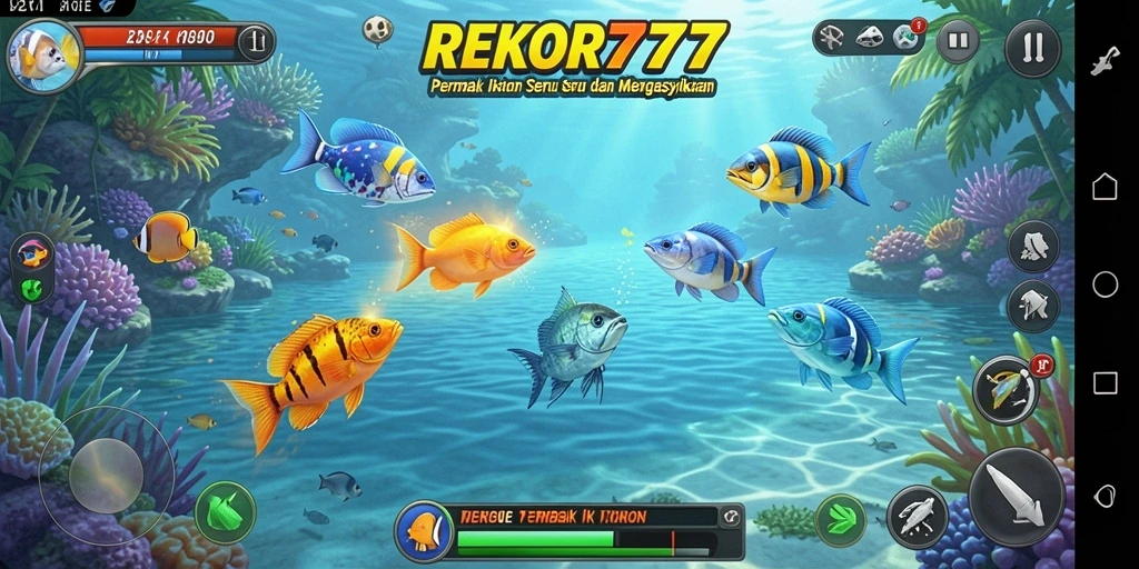 Screenshot utama REKOR777 menampilkan aksi seru Tembak Ikan.