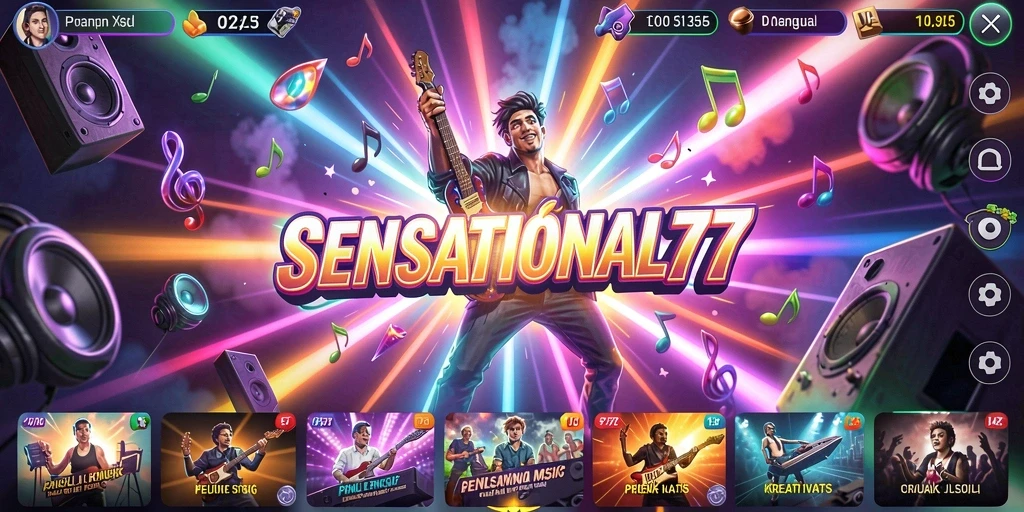 Tampilan gameplay seru di SENSATIONAL77 dengan musik menarik.