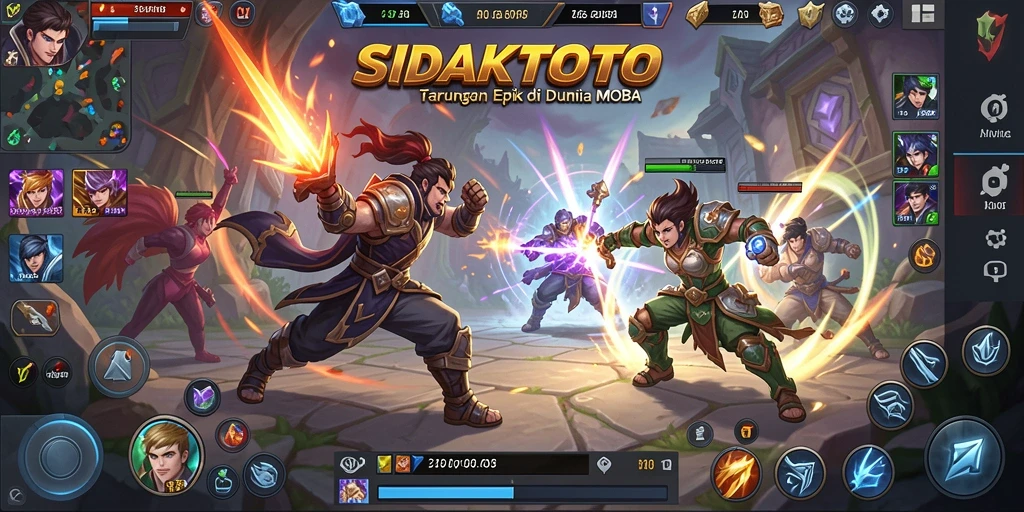 Tampilan screenshot utama SIDAKTOTO menampilkan aksi menarik dalam pertempuran MOBA.